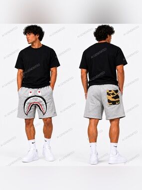 BAPE Shark Camo Back Pocket Sweat Shorts Men’s Size S